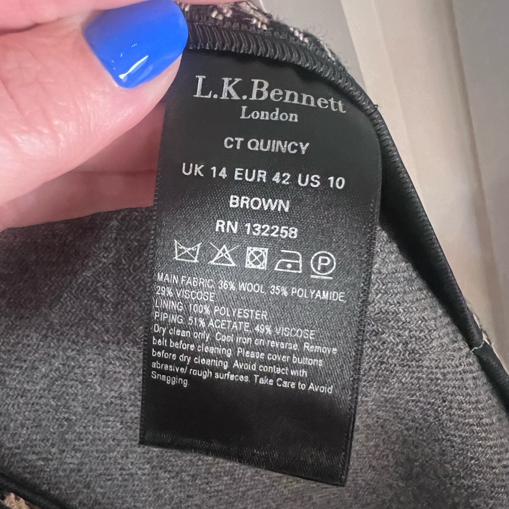 LK Bennett Black and White Plaid Trench Coat - Picture 12 of 12